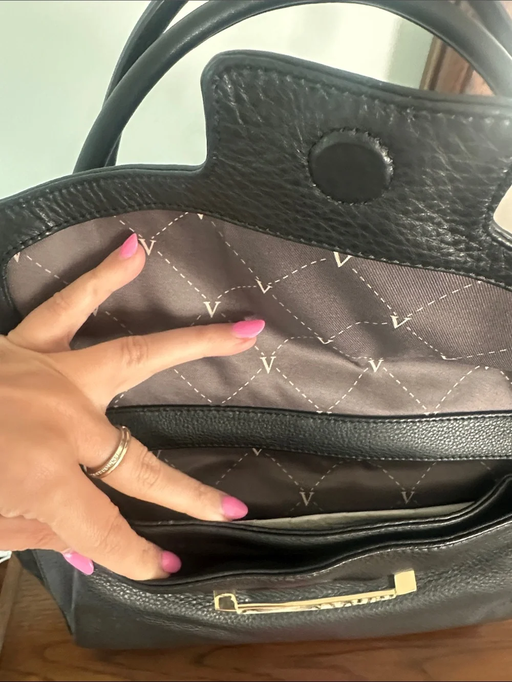 Vince Camuto Julia Satchel in Black/Black Snake Combo Genuine Leather NWT